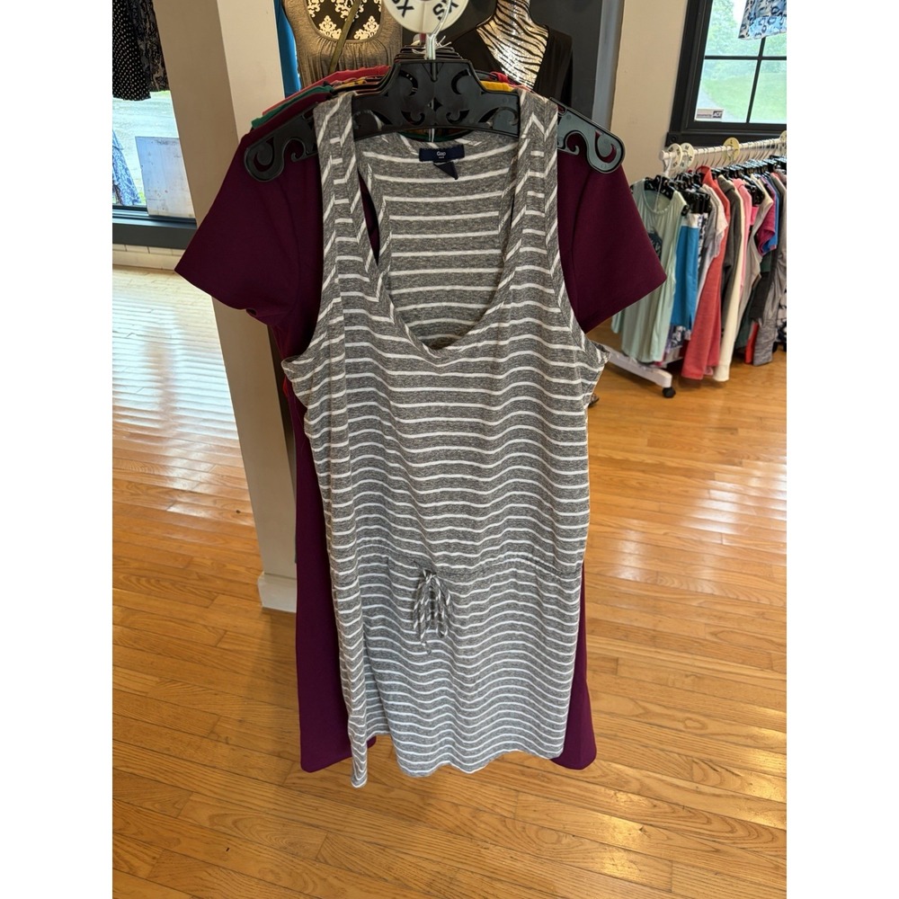 Gap Dress Grey Stripes Size Large
